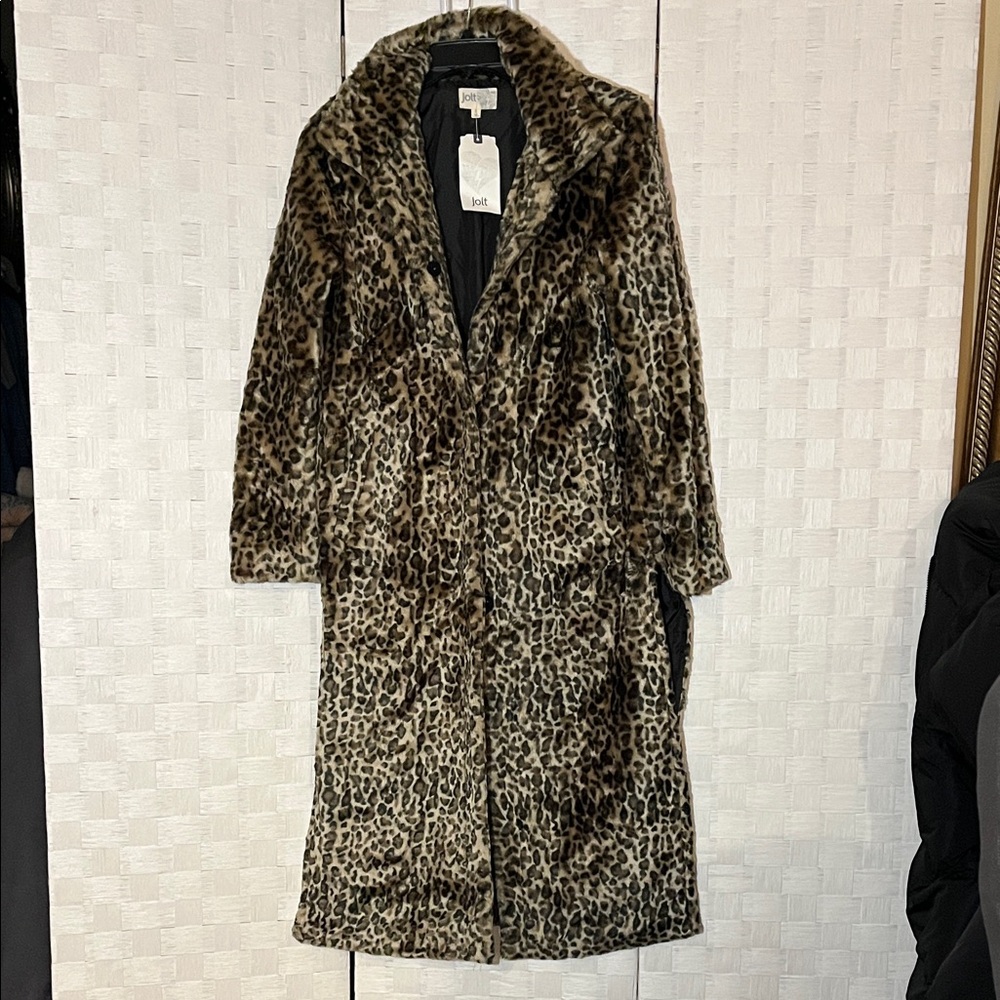 Jolt Animal Leopard Print Faux Fur Teddy Coat Jacket Eye Catching Rare Find S